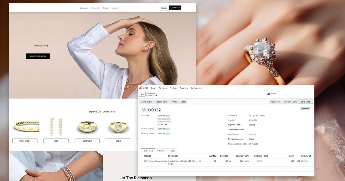 Brainvire's tweet card. Leading diamond and jewelry brand offers high-quality lab-grown diamonds and exceptional customer experience, with operations streamlined by an advanced Odoo-powered portal.