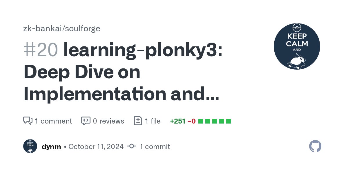 outoflegend's tweet card. learning-plonky3: Deep Dive on Implementation and Theories by dynm · Pull Request #20 · zk-bankai...