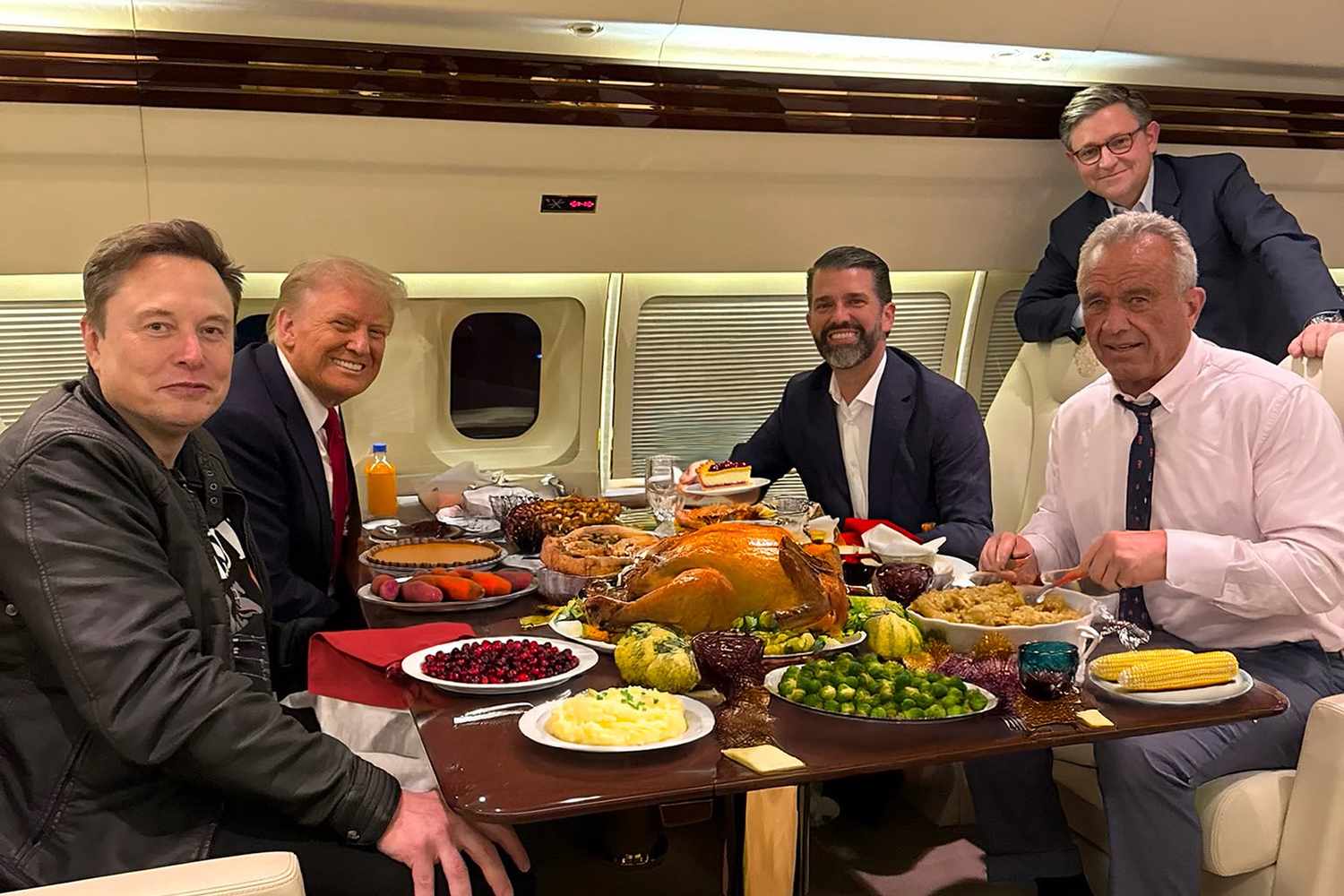 52Variables's tweet card. Robert F. Kennedy Jr. shared a digitally altered photo of himself, Donald Trump, Elon Musk and others eating a Thanksgiving meal. The original image showed the group, which also included Donald Trump...