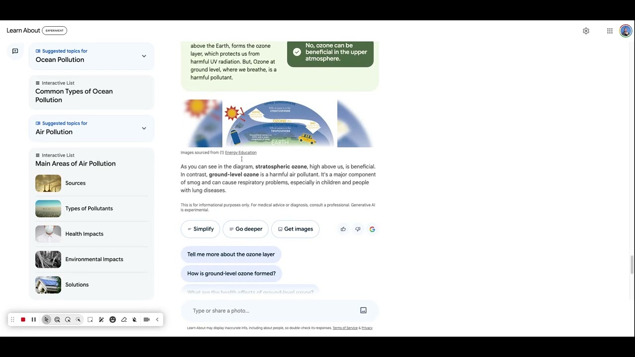 EdTechnocation's tweet card. Google's "Learn About" AI Tool - Quick Demo