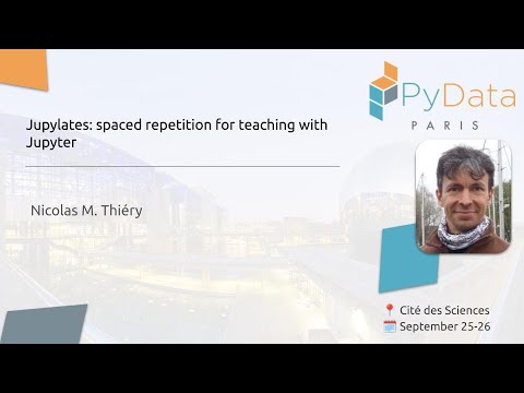PyDataParis's tweet card. Nicolas M. Thiéry - Jupylates- spaced repetition for teaching with...