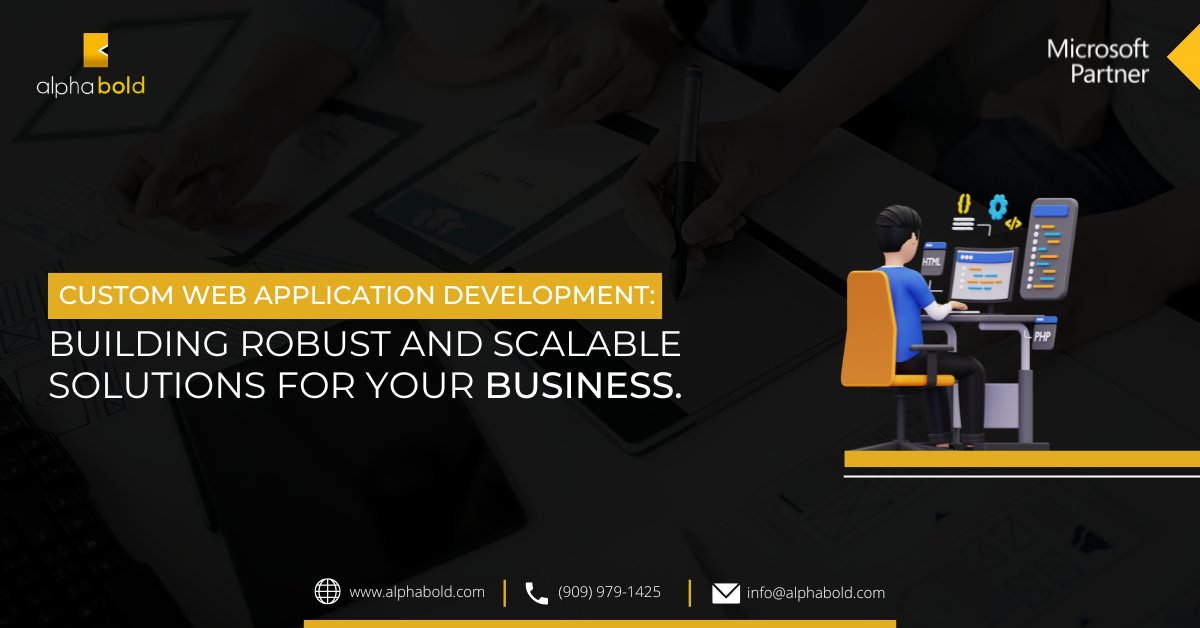 AlphaboldInc's tweet card. Discover how custom web development enhances business scalability, streamlines operations, and boosts security for growth and efficiency.