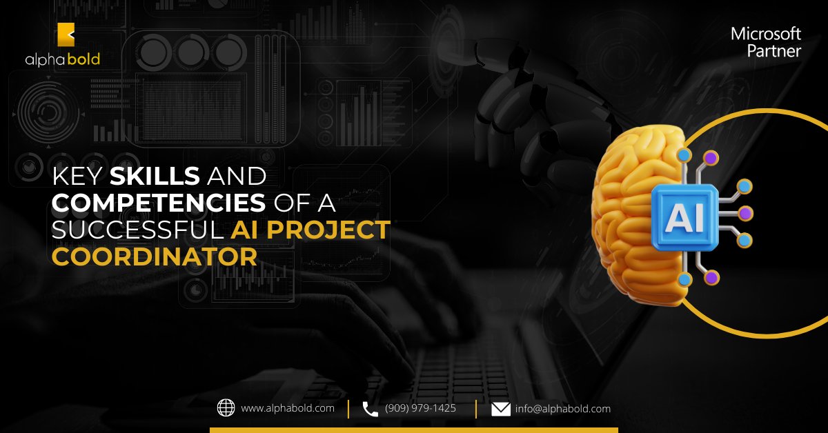 AlphaboldInc's tweet card. Discover the essential skills and competencies of a successful AI Project Coordinator, including technical expertise, and strategic planning.