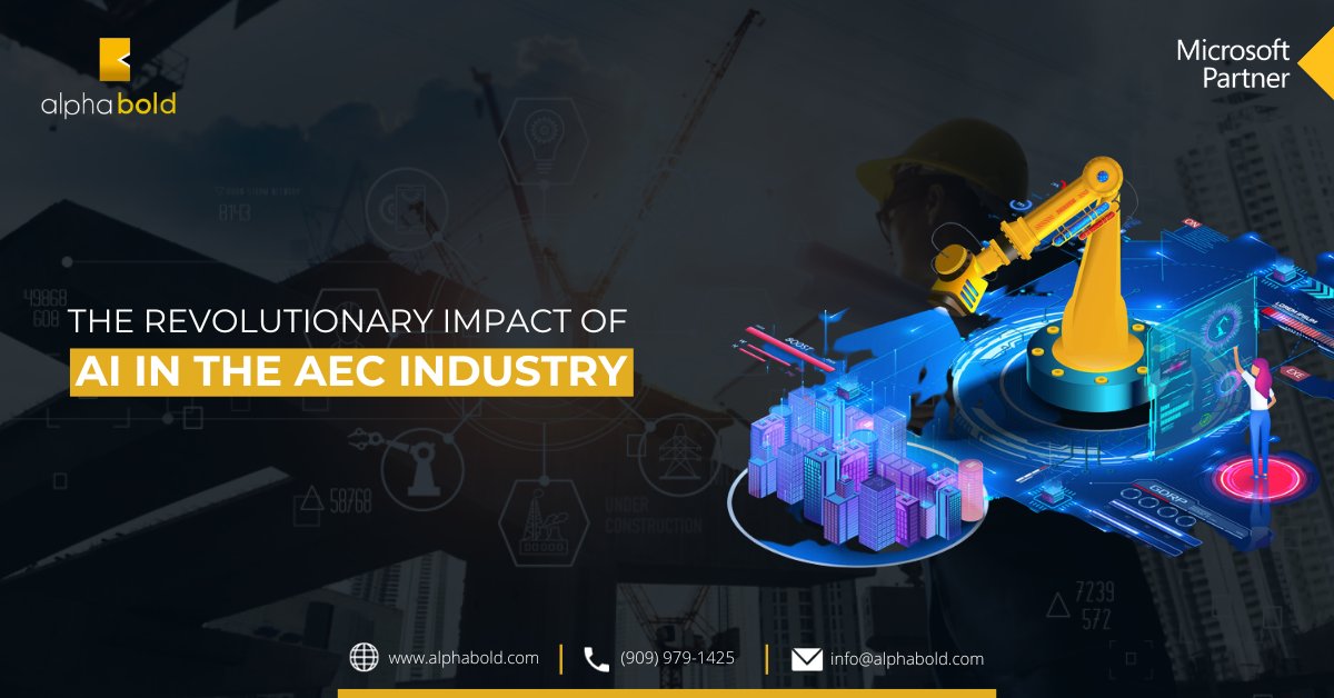 AlphaboldInc's tweet card. Discover how AI in the AEC industry transforms design, construction, & project management with predictive analytics, & smart solutions.