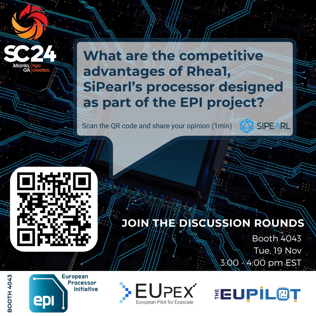 EuProcessor's tweet card. EPI, EUPILOT and EUPEX are joining forces at the Supercomputing24 conference, which is taking place in Atlanta, Georgia, USA, from November 17 – 22, 2024. The three projects will showcase their...