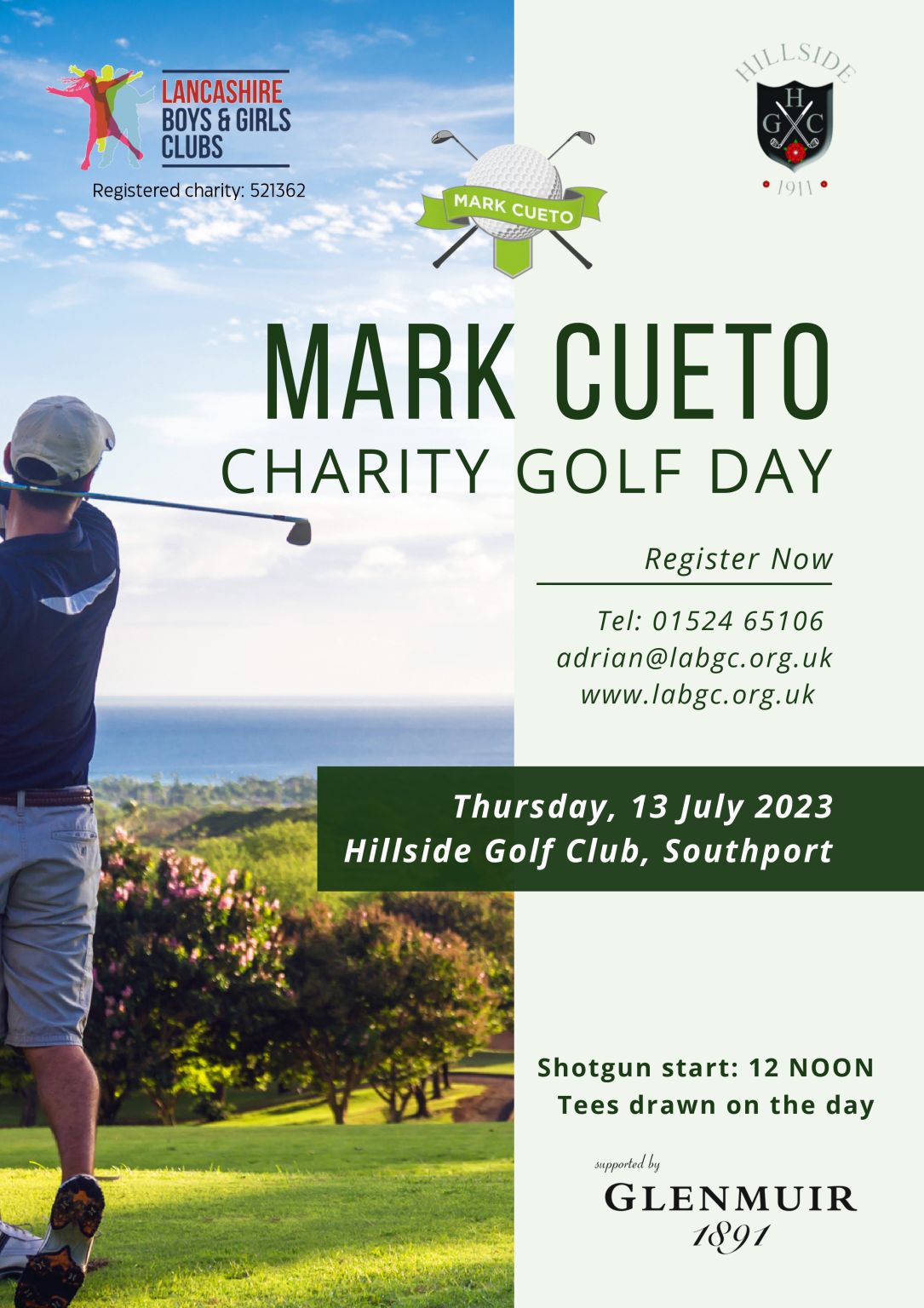 _LABGC_'s tweet card. Looking forward to our Annual Charity Golf Day hosted by Mark Cueto MBE and sponsored by Glenmuir 1891 @Hillside Golf Club, Southport. Thursday 13th July. 18 teams from businesses across the North...