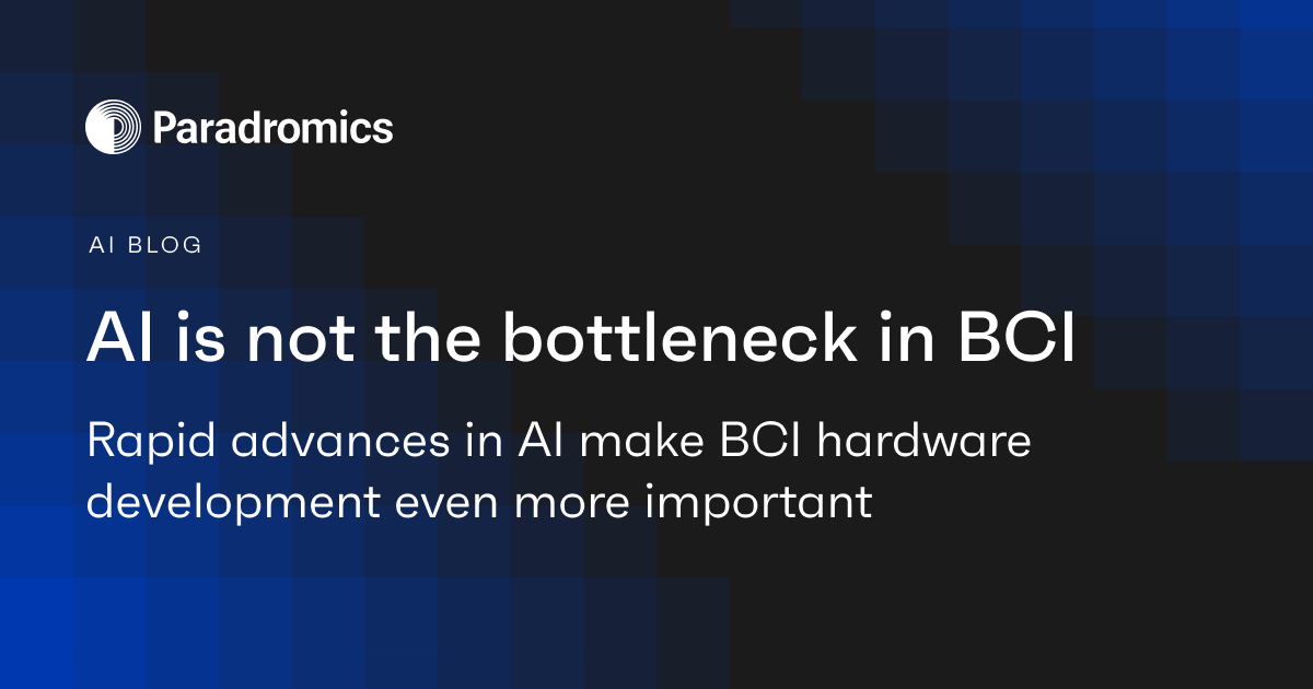 Matt_R_Angle's tweet card. AI is moving fast, but BCI hardware must advance in parallel to truly connect the two technologies and drive meaningful BCI progress.