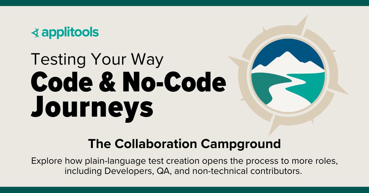 Applitools's tweet card. Explore how plain-language test creation and visual AI are helping teams collaborate across QA, Dev, and Product—no scripting required in the third session of this 4-part series on using both...