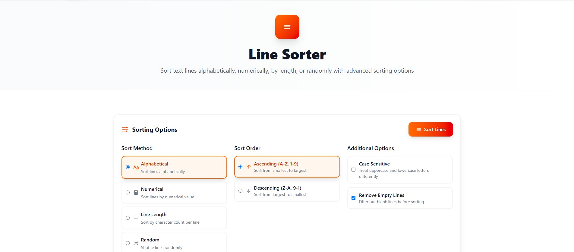 tcc_deepak's tweet card. Sort text lines alphabetically, numerically, by length, or randomly with advanced options.