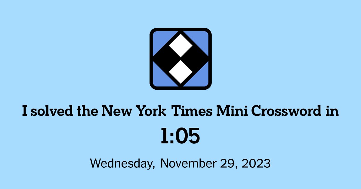 Topher024's tweet card. All the fun of the larger New York Times Crossword, but you can solve it in seconds.
