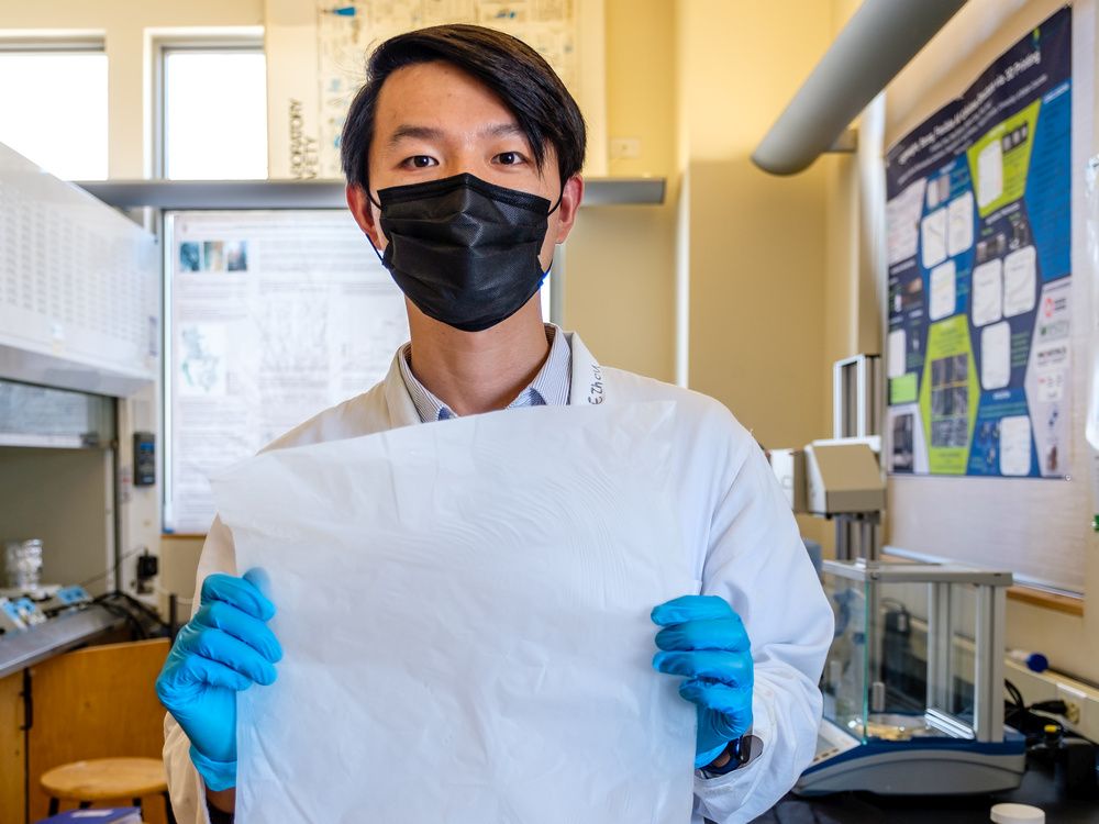 techtransfer's tweet card. UBC researcher develops plastic alternative from forest waste