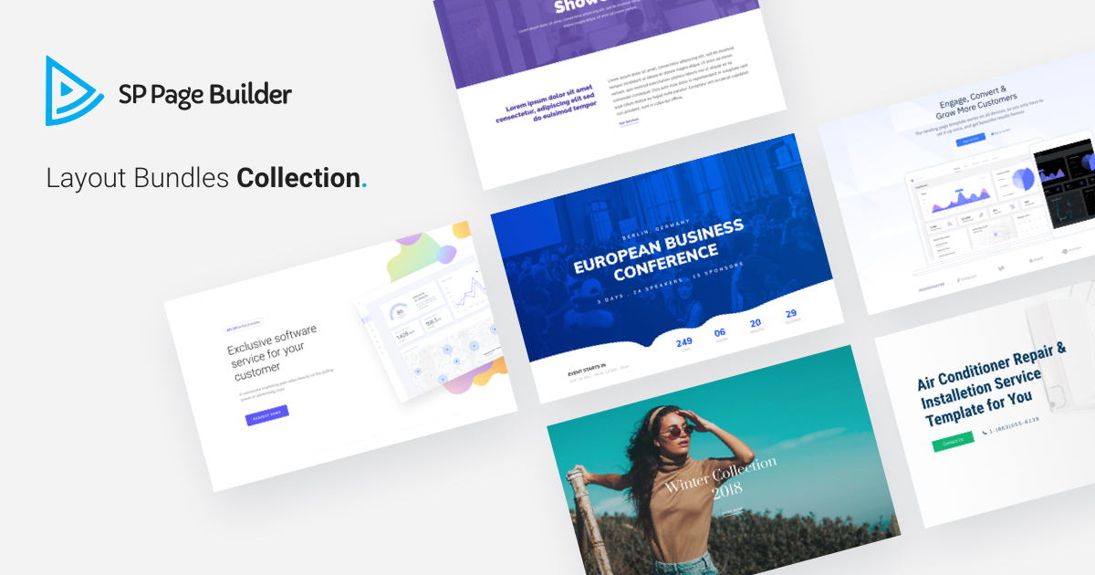 joomshaper's tweet card. SP Page Builder offers a huge collection of layout bundles to accelerate your website development process. All layout bundles have beautifully designed multiple sub-layouts.