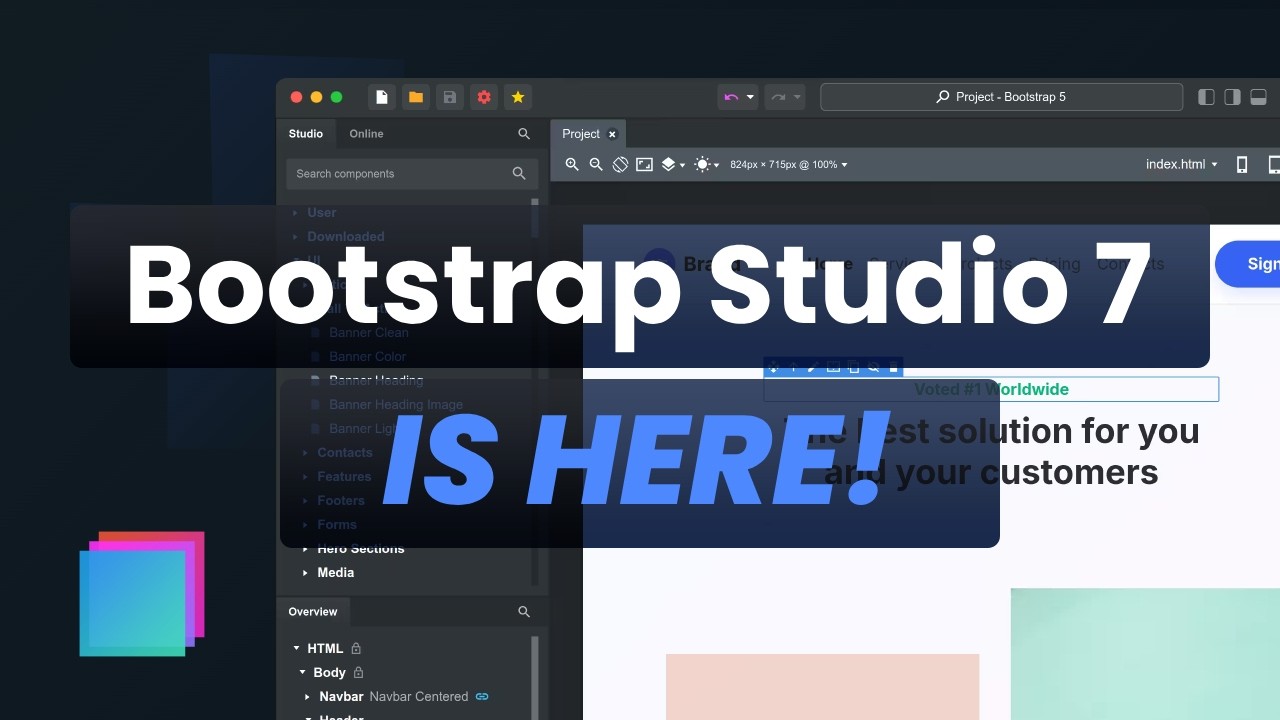 BootstrapStudio's tweet card. What's new in Bootstrap Studio 7