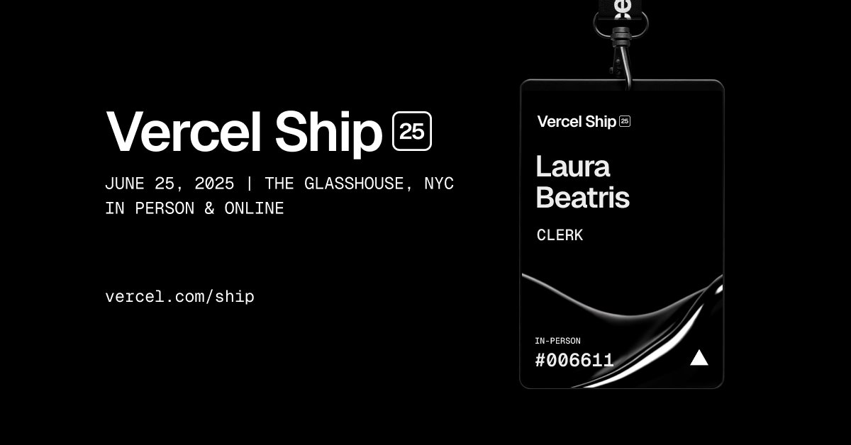 lauradotjs's tweet card. Vercel Ship 2025