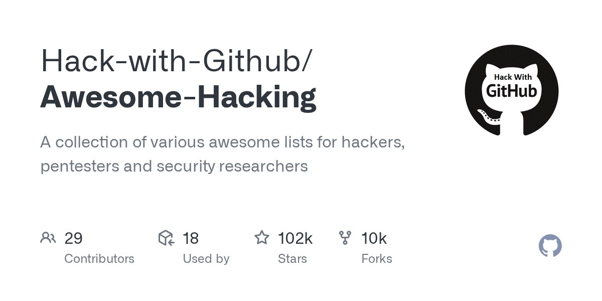 firozkhxn_'s tweet card. A collection of various awesome lists for hackers, pentesters and security researchers - Hack-with-Github/Awesome-Hacking
