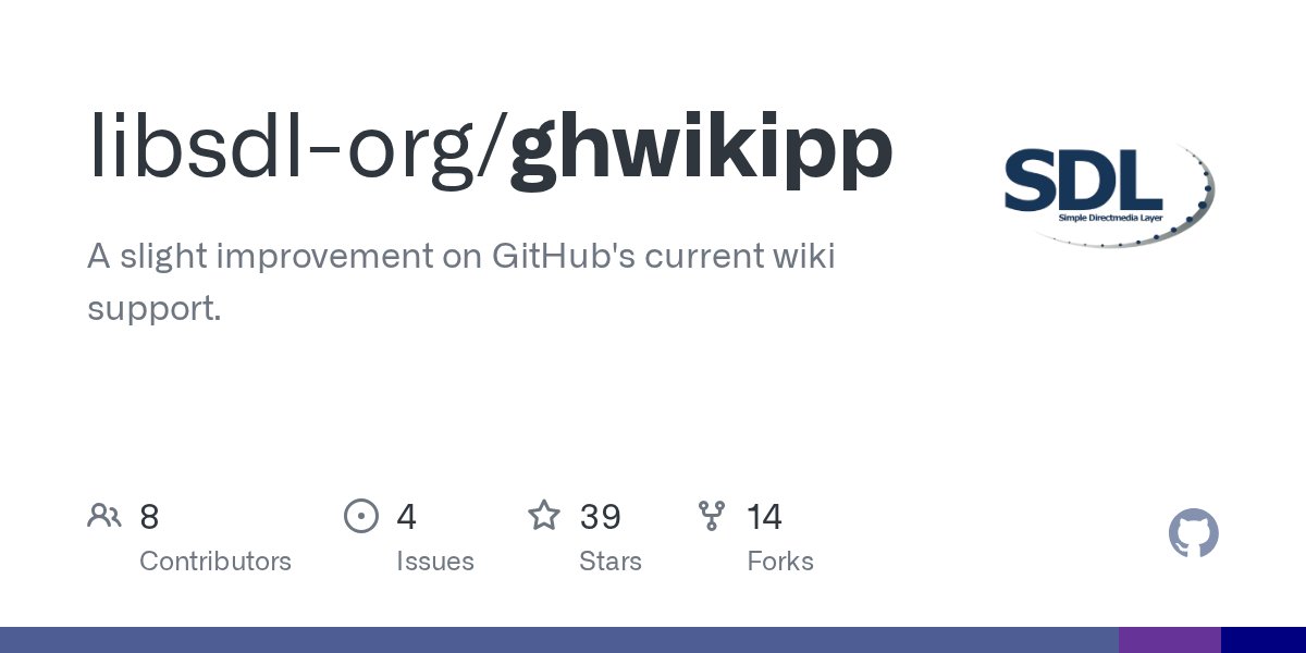 icculus's tweet card. A slight improvement on GitHub's current wiki support. - libsdl-org/ghwikipp