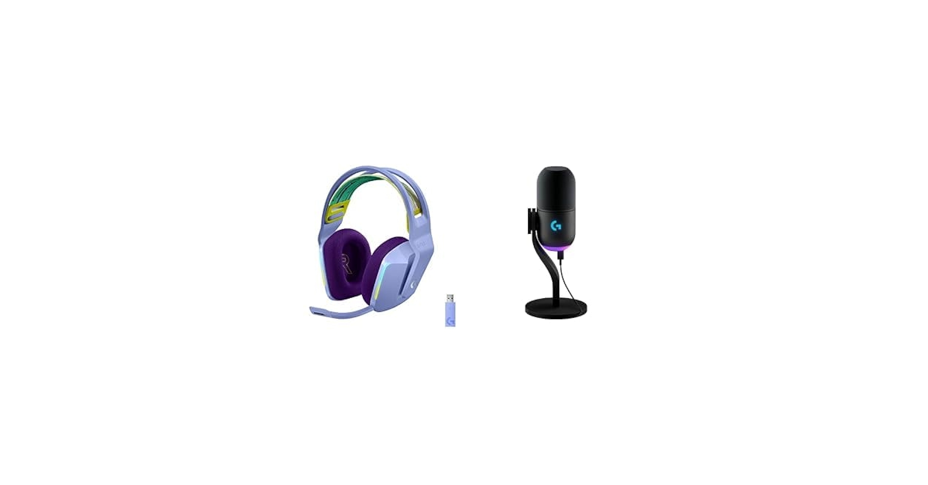 globalbestfinds's tweet card. Logitech G733 Lightspeed Wireless Gaming Headset +Yeti GX Dynamic RGB Gaming Microphone with LIGHTSYNC, USB - Lilac
