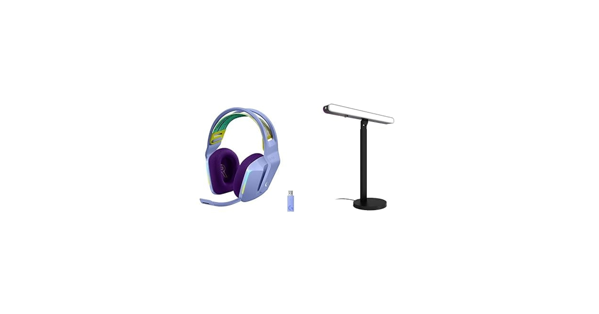 globalbestfinds's tweet card. Logitech G733 Lightspeed Wireless Gaming Headset + Litra Beam LX Premium Dual-Sided RGB LED Streaming Key Light - Lilac