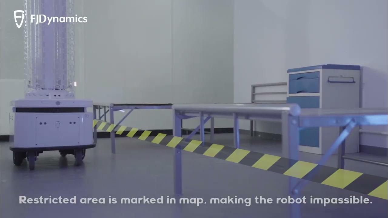FjdRobot's tweet card. FJD Disinfection Robot | How to create a virtual wall with the remote...
