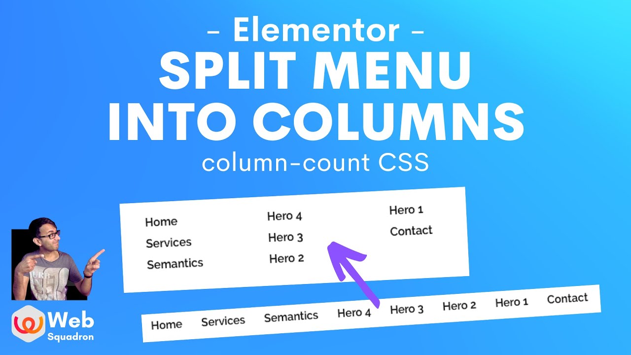 ImranWebsites's tweet card. Split Menu into Columns with column-count Free CSS - Elementor...