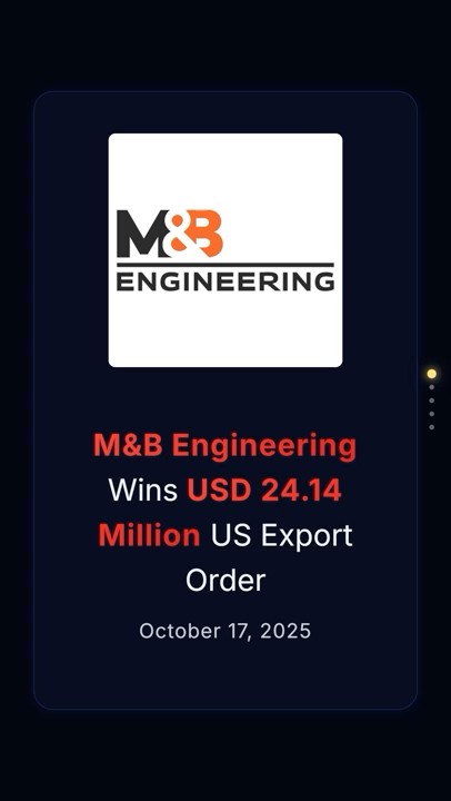 NiftyBn's tweet card. M&B Engineering Wins USD 24.14 M US Export Order #corporatenews...