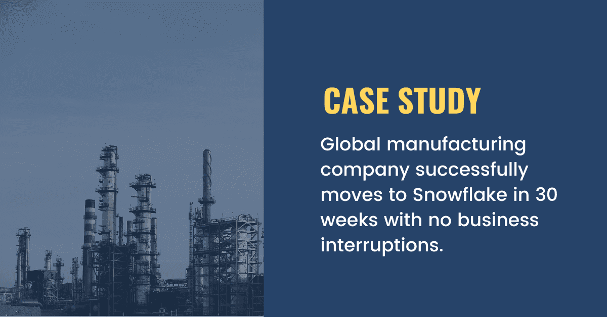 phdatainc's tweet card. Unpack this story of how a global manufacturing company migrated to Snowflake in 30 weeks with no interruptions to the business.