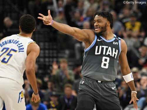 KamiKoo59469's tweet card. 　ユタ・ジャズが、11月29日（現地時間28日）にホームのデルタ・センターでサクラメント・キングスに128－119で勝利。「エミレーツNBAカップ2025」のグループプレーを1勝3敗（得失点差－85