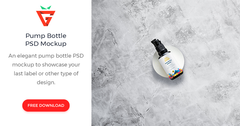 GraphBerry's tweet card. An elegant pump small glass bottle PSD mockup to showcase your last label or other type of design. Easy to use, just drop your project in smart object and you are ready to go.