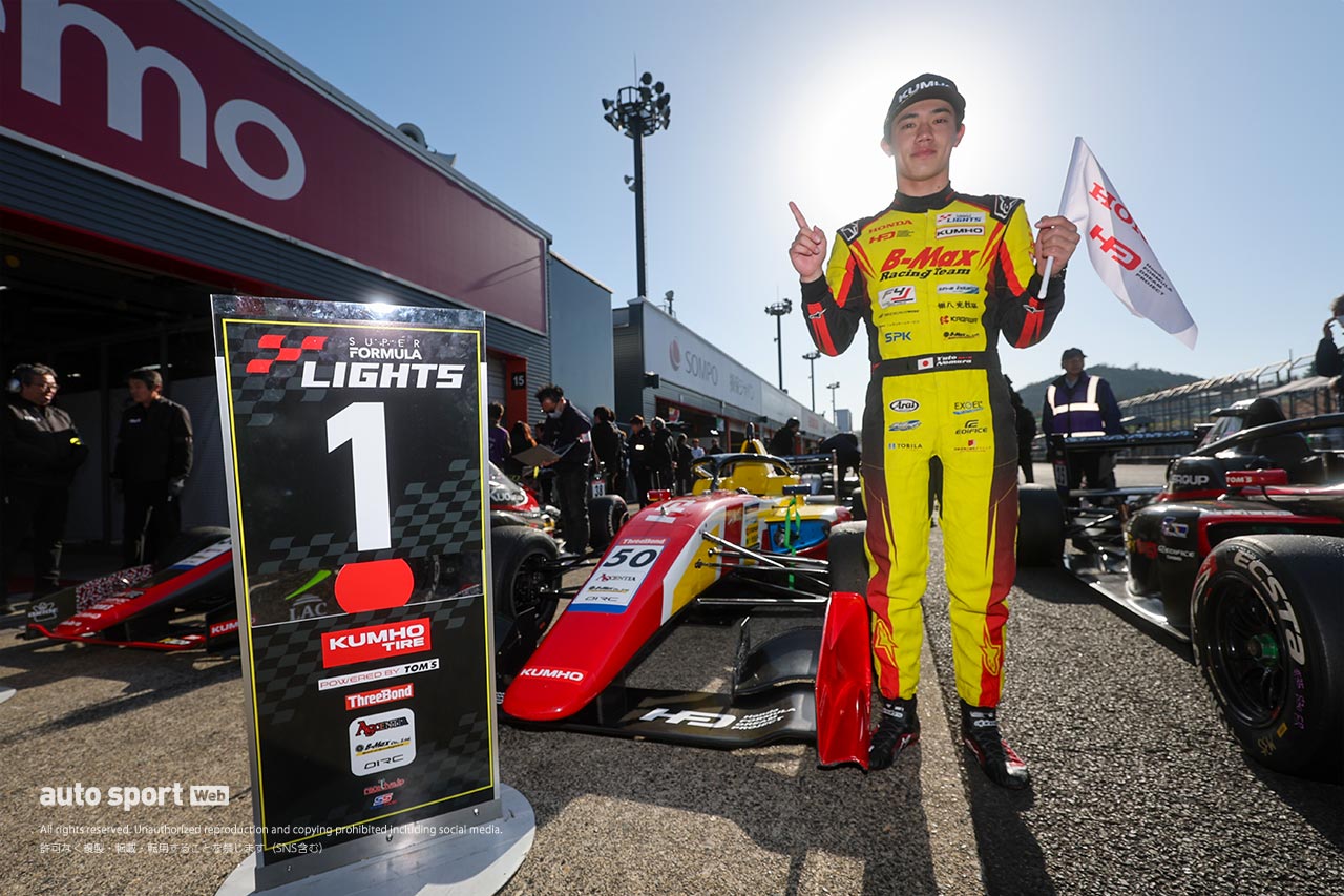 AUTOSPORT_web's tweet card. 　全日本スーパーフォーミュラ・ライツ選手権第6大会は11月30日（日）、栃木県のモビリティリゾートもてぎで第17戦の決勝レースが行われ、1周目に6台が姿を消す荒