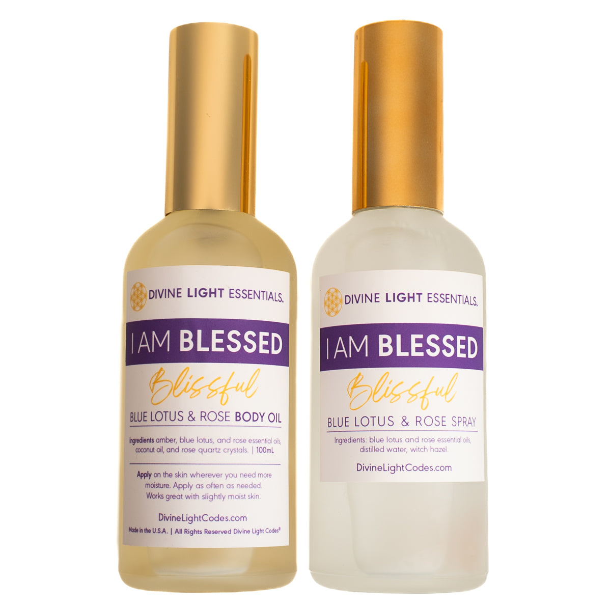 DivineLightCode's tweet card. I Am Blessed Blissful Spray & Body Oil Bundle Oil & Spray Bundle • Blue Lotus & Rose Essential Oils ✨ Supports self-love • Blissful feelings • Divine blessings ✨ Wrap yourself in a double dose of...