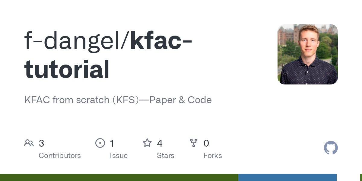 f_dangel's tweet card. KFAC from scratch (KFS)---Paper & Code. Contribute to f-dangel/kfac-tutorial development by creating an account on GitHub.