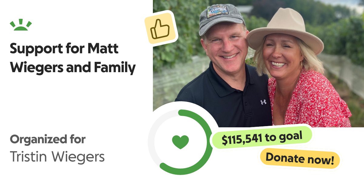 PR1DE2028BBall's tweet card. Marci and Matt Wiegers have shared 30 beautiful years of marriage, raising six wonderf… Haley Negri needs your support for Support for Matt Wiegers and Family