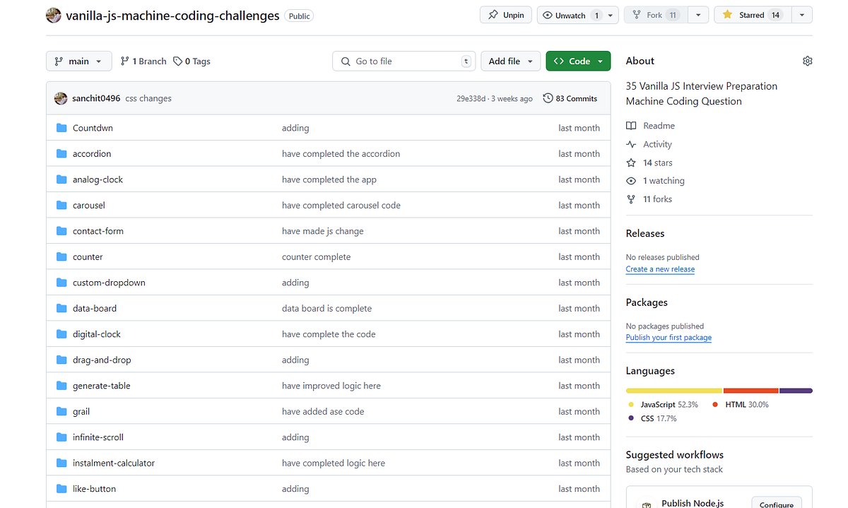 Sanchit0496's tweet card. When preparing for a coding interview or improving your JavaScript skills, building real-world projects is crucial. While theoretical…