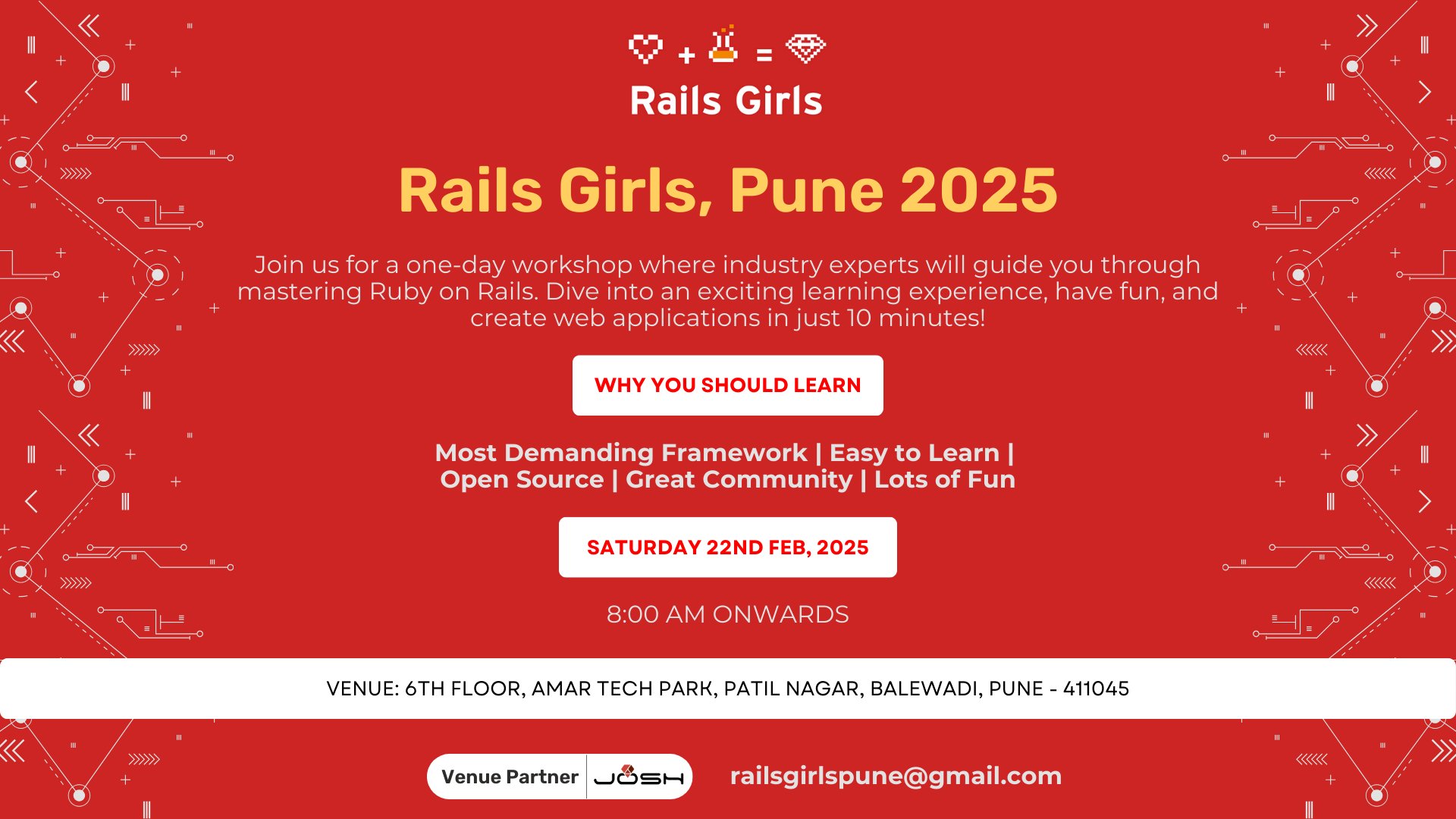 ruby_ind's tweet card. Online event Registration & ticketing page of Rails Girls Pune 2025. Buy Tickets for this Pune Event organized by Emerging Technology Trust.