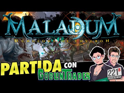 tirandodadosbg's tweet card. ¡Hola y gracias por venir al 221B! 🕵️‍♂️🎲 Hoy jugamos una partida especial a MALADUM ⚔️, el juego de mazmorreo y miniaturas de Battle Systems, junto a Álex y Diego de Goblintrader (www.goblintrad...