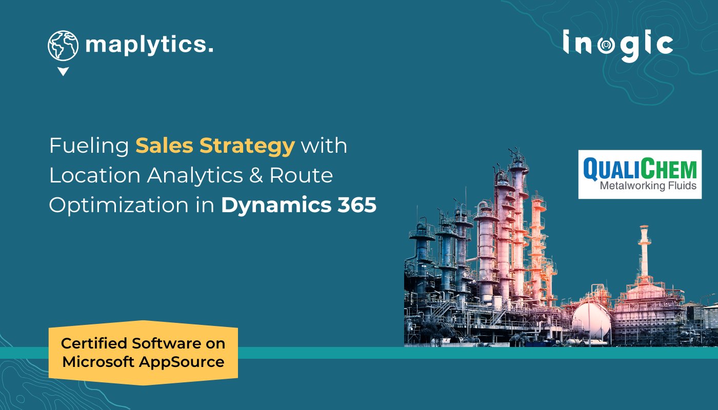 Maplytics's tweet card. Discover how QualiChem redefined sales with Maplytics using location intelligence and optimized routes in Dynamics 365.