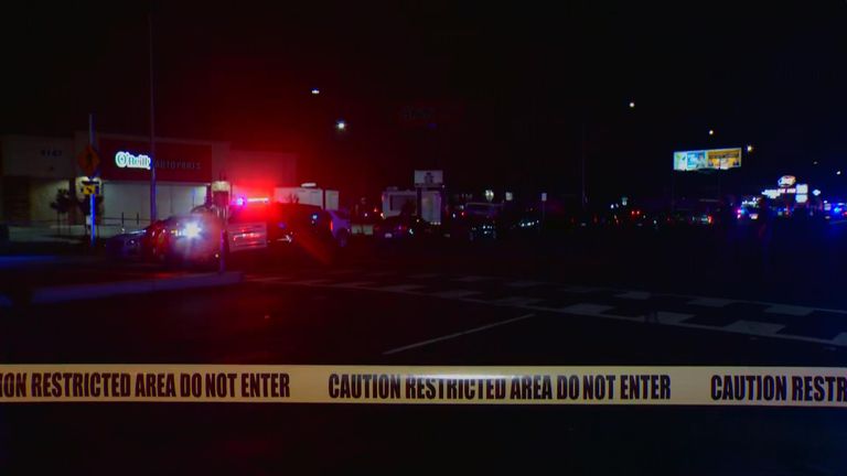 SkyNews's tweet card. Children are among the fatalities in a mass shooting at a child's birthday party in California.