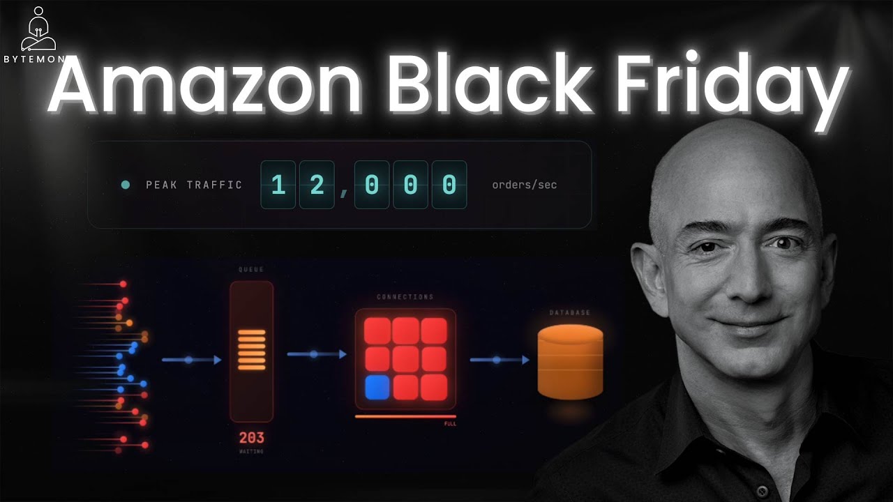 NaveenS16's tweet card. Amazon's Secret to 85,000 Orders/Minute | Black Friday Architecture
