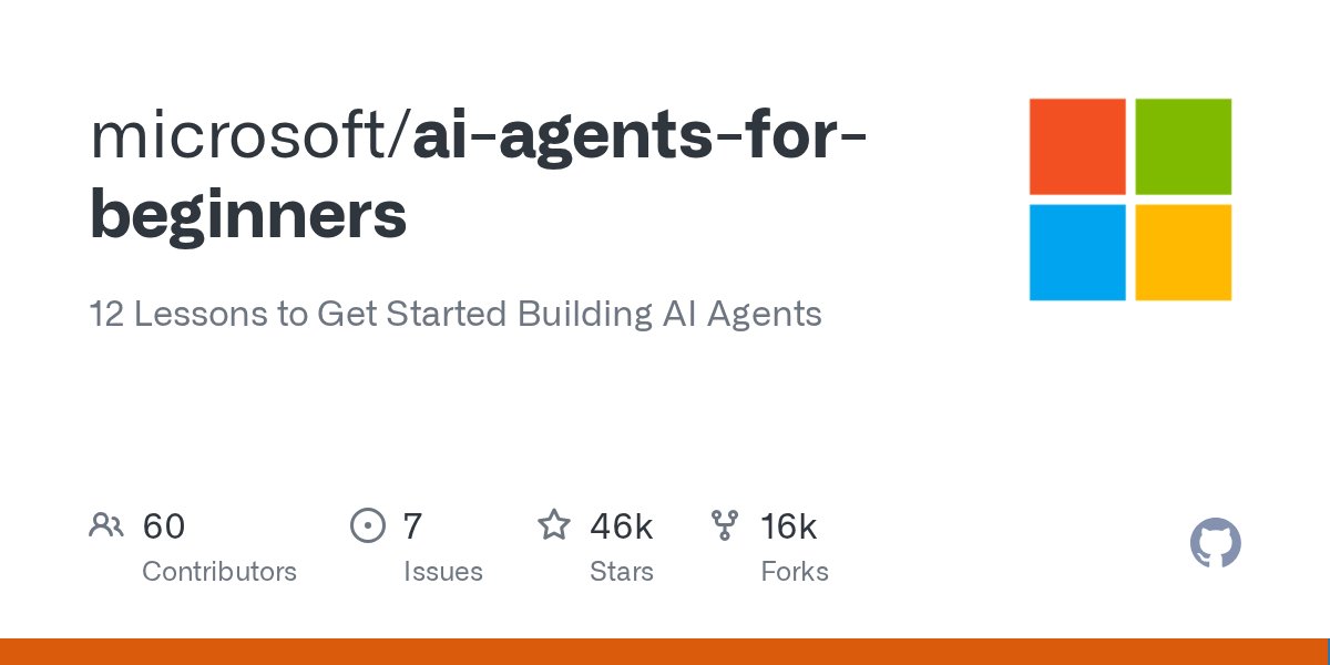 clxymox's tweet card. 12 Lessons to Get Started Building AI Agents. Contribute to microsoft/ai-agents-for-beginners development by creating an account on GitHub.