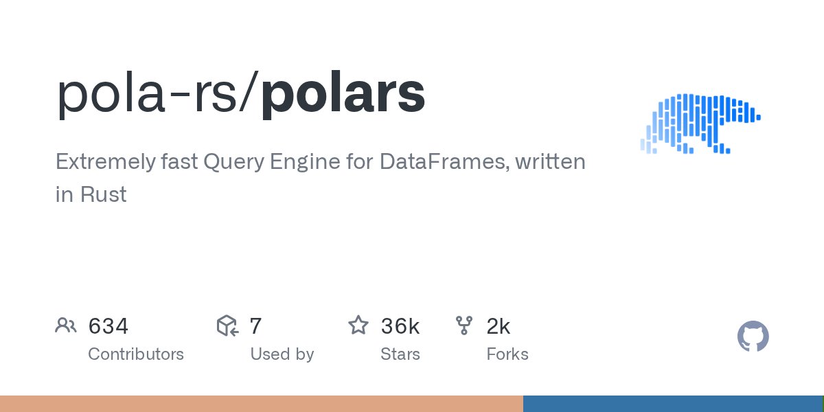 raczylo's tweet card. Extremely fast Query Engine for DataFrames, written in Rust - pola-rs/polars