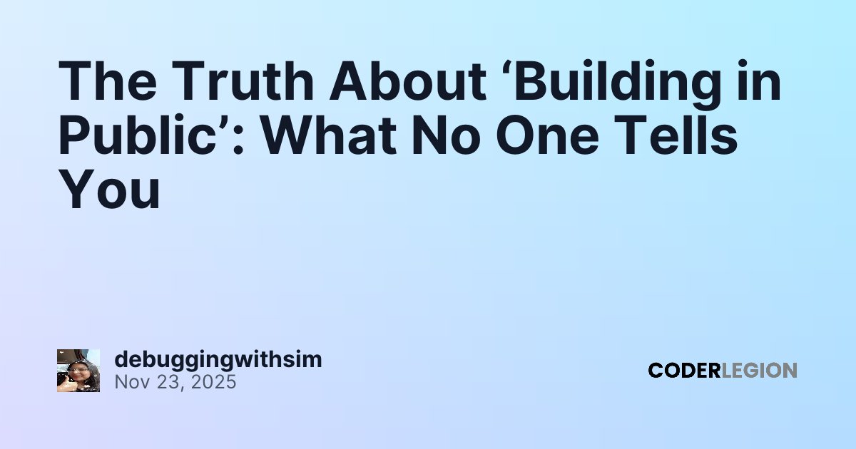 debugingwithsim's tweet card. Everyone says: *Build in public.* *Share your journey.* *Be transparent.* But no one talks about how it **actually feels**. In the beginning, I used to post like I was **talking to myself**, No...
