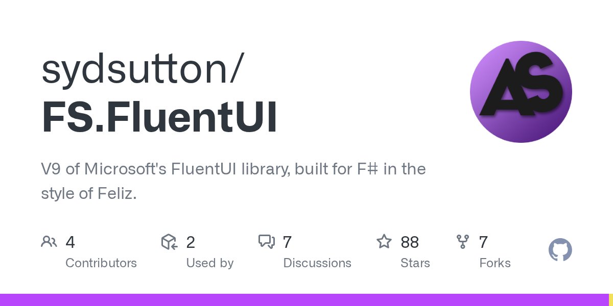 SydTheDev's tweet card. V9 of Microsoft's FluentUI library, built for F# in the style of Feliz. - sydsutton/FS.FluentUI
