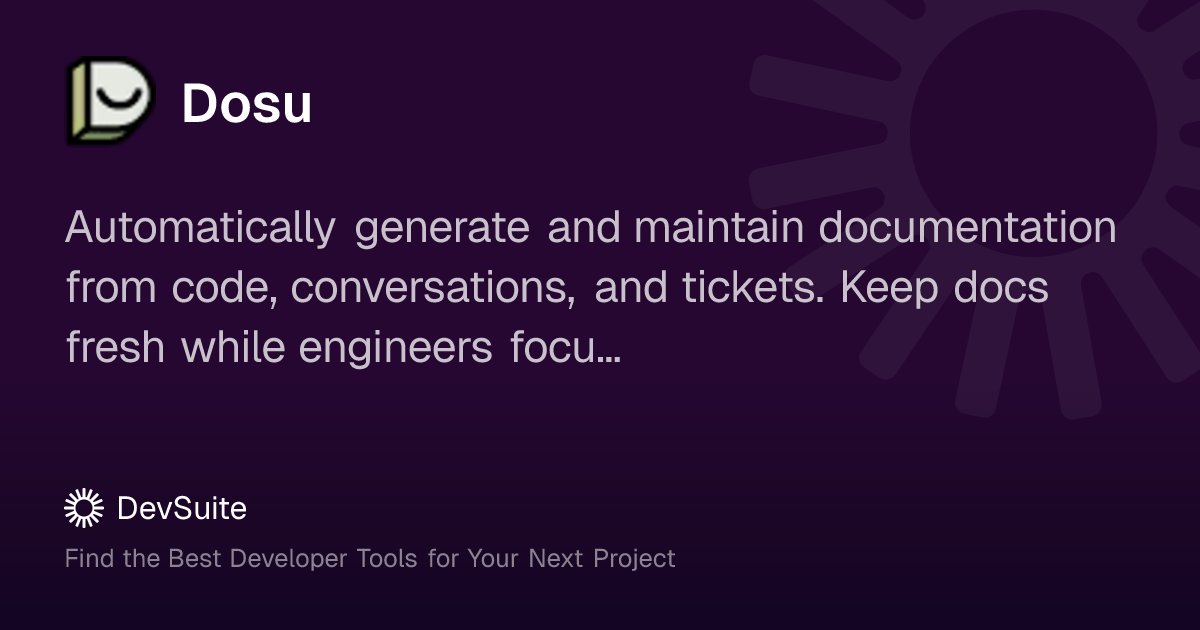 devsuiteco's tweet card. Automatically generate and maintain documentation from code, conversations, and tickets. Keep docs fresh while engineers focus on building instead of Q&A.