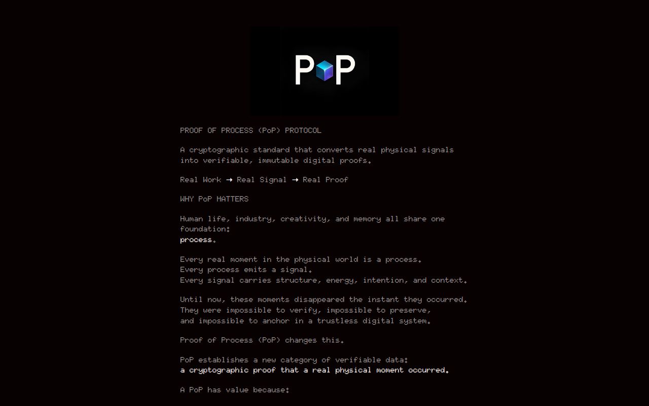 ProofOfProcess's tweet card. A cryptographic protocol that converts real physical signals into verifiable, immutable digital proofs. Powered by Forged Solana Labs™