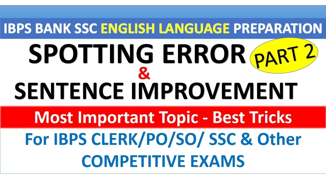 IBPSExamGuide's tweet card. Spotting the Errors and Sentence Improvement | IBPS Bank & SSC...