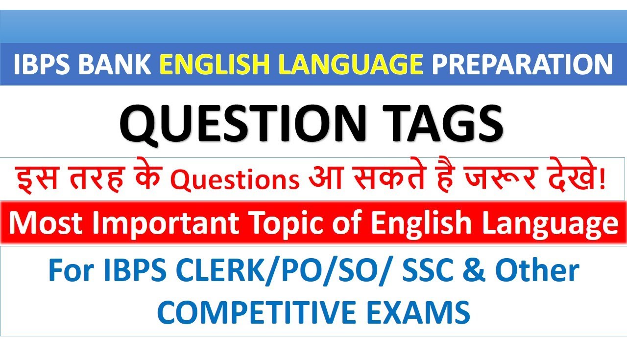 IBPSExamGuide's tweet card. QUESTION TAGS | IBPS BANK & SSC English Language Preparation