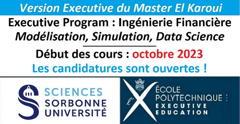 Mathfi_News's tweet card. [Master El Karoui] Version Executive avec École Polytechnique Executive Education et Sorbonne Université !