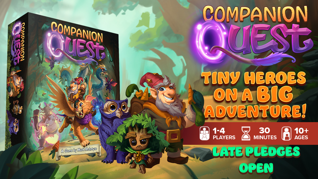 hackareatech's tweet card. Befriend companions, roll & modify dice, and overcome quests in this fast, strategic co-op adventure for 1-4 players.