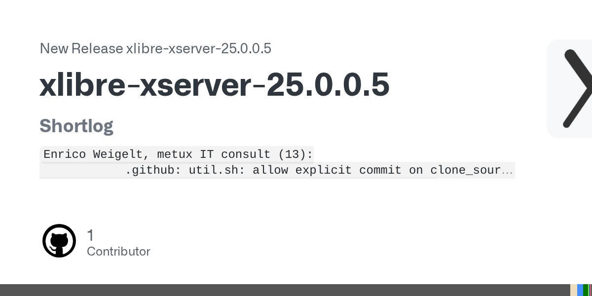 probonopd's tweet card. Shortlog Enrico Weigelt, metux IT consult (13): .github: util.sh: allow explicit commit on clone_source .github: use last known good revision of XTS .github: use last known good r...