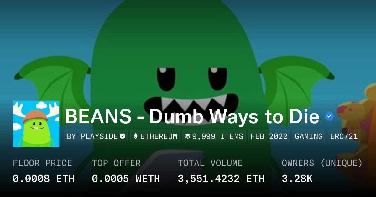 ExoViewer's tweet card. BEANS are one of a kind digital collectibles that live on the Ethereum blockchain. Each BEAN comes with special accessories, giving you access to exclusive members-only benefits in Bean Land, a fun...